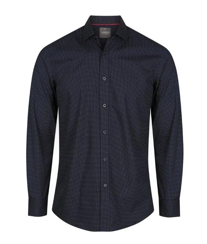 Soho Dot Print Long Sleeve Mens Shirt