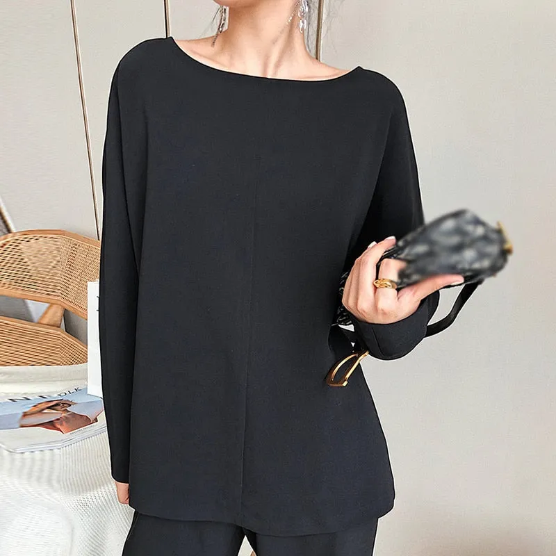 Solid Basic T Shirt For Women O Neck Long Sleeve Minimalist White T Shirts Female Spring Fashion Clothing