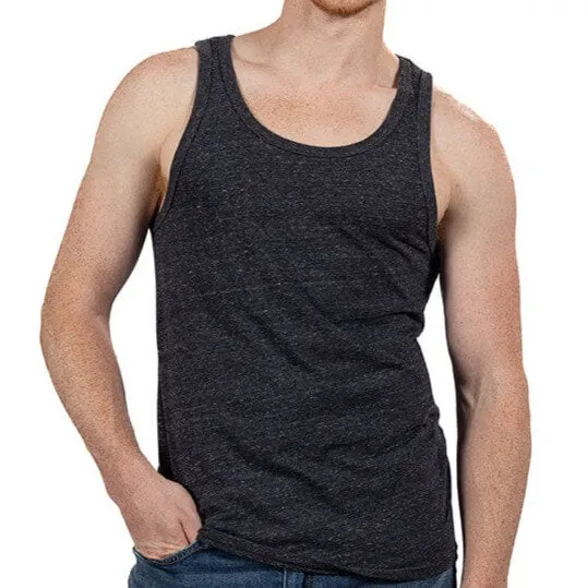 Solid Dark Grey Heather Tri-Blend Varsity Tank Top