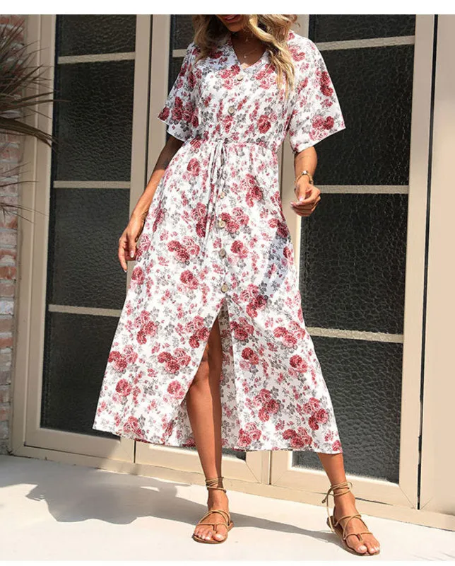 Spring-Summer Casual Women's Summer Fashion Short Sleeve Print Dress