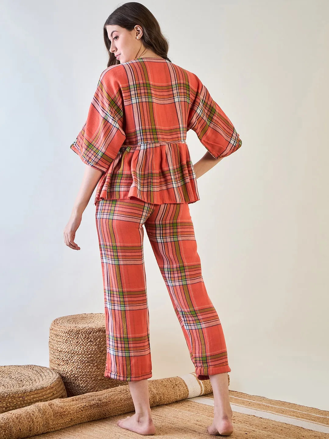 Stylish Cotton 3 Piece Kaftan and Pyjama Set