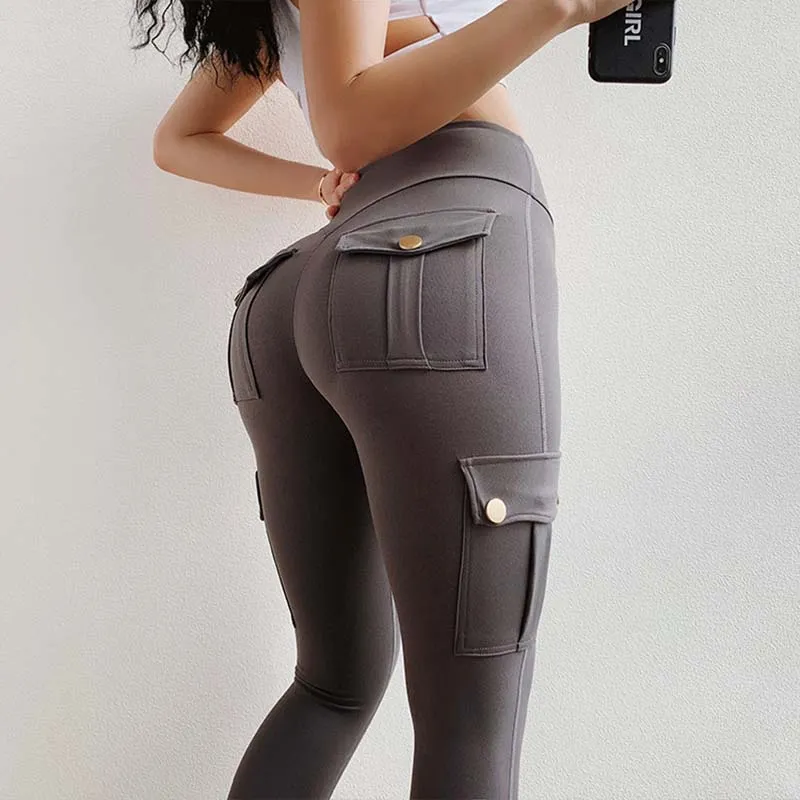 Stylish Women Yoga Pants High Waist with Pockets