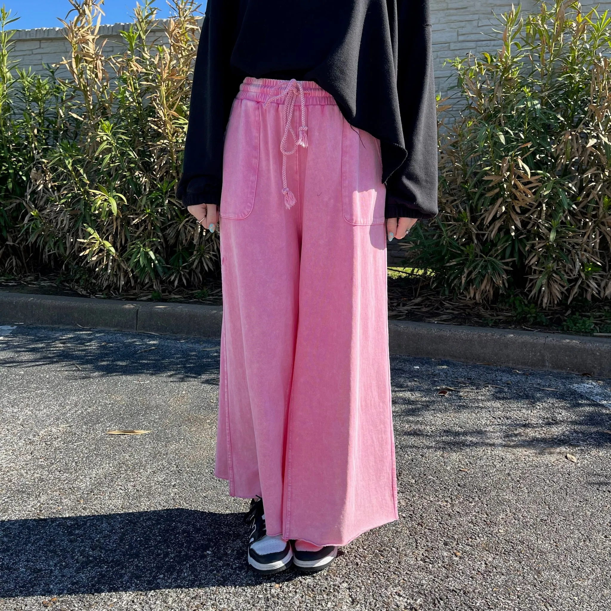 Terry Knit Wide Leg Pants