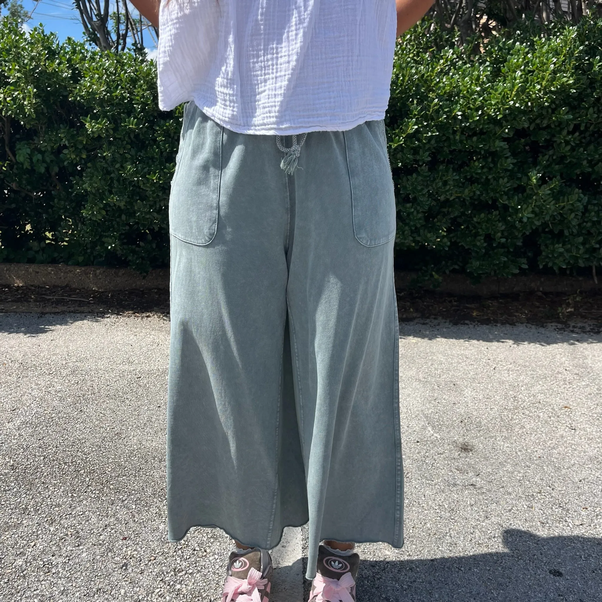 Terry Knit Wide Leg Pants