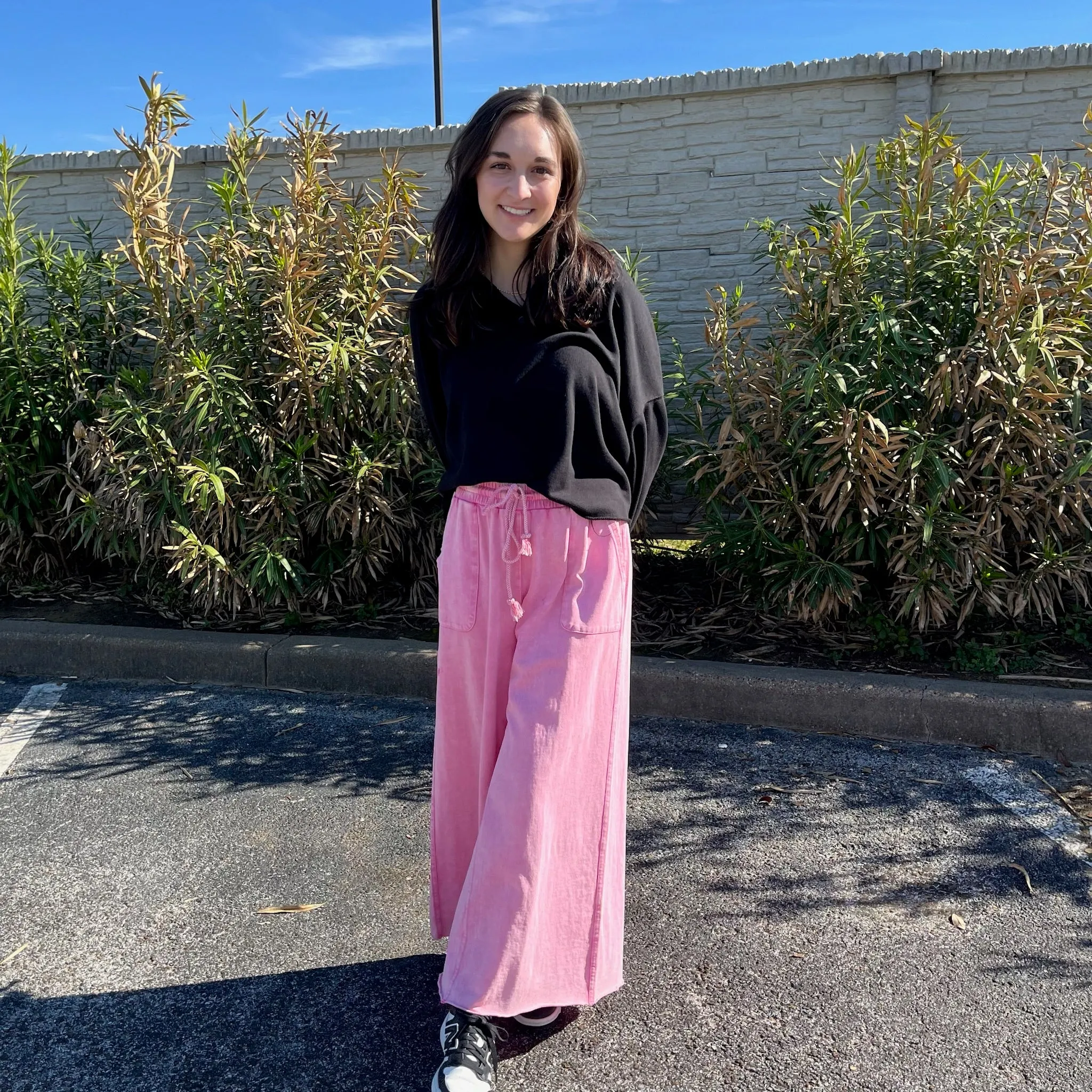 Terry Knit Wide Leg Pants