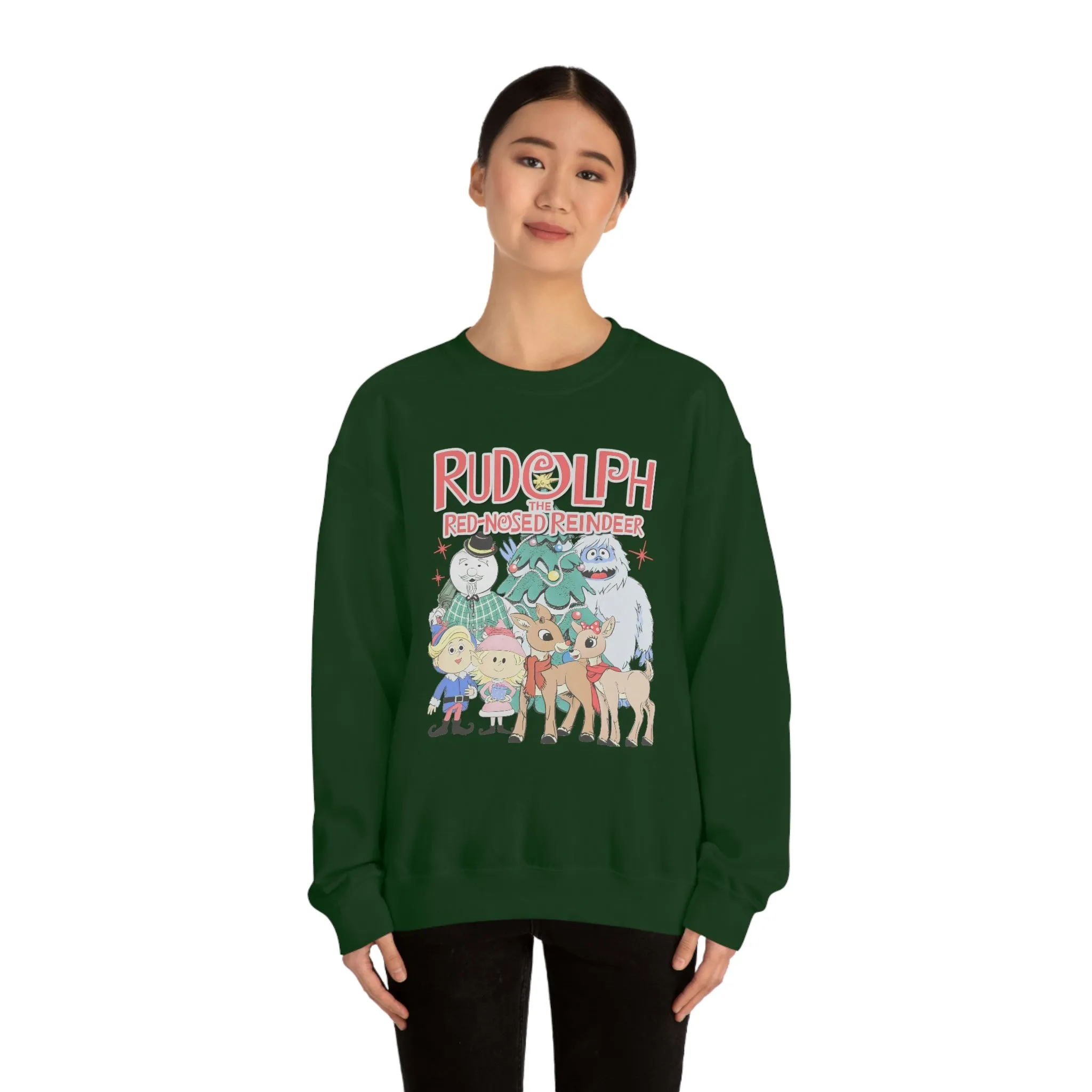 Throwback Rudolph Christmas Shirt Womens Unisex Heavy Blend Crewneck Sweatshirt