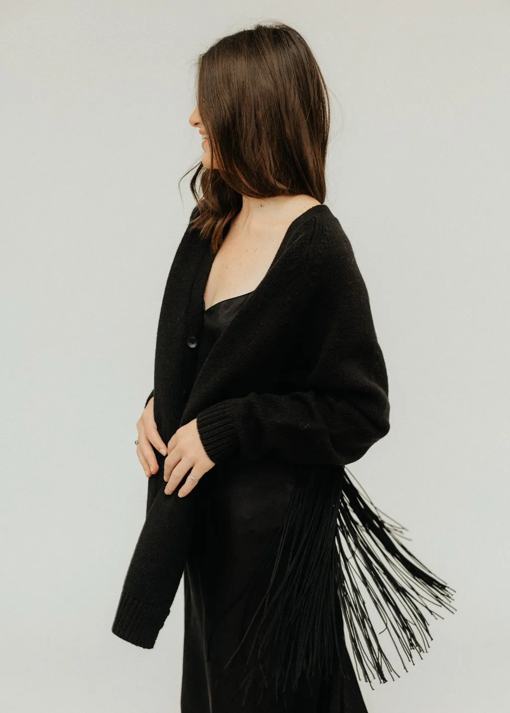 Tibi Soft Sweaters Fringed Half Cardigan