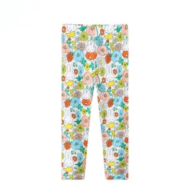 Toddler/Kid Girl's Bunny and Flowers Print Design Leggings