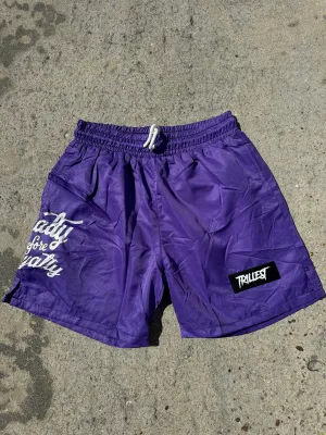 Trillest Nylon Rubber Patch Shorts - Purple