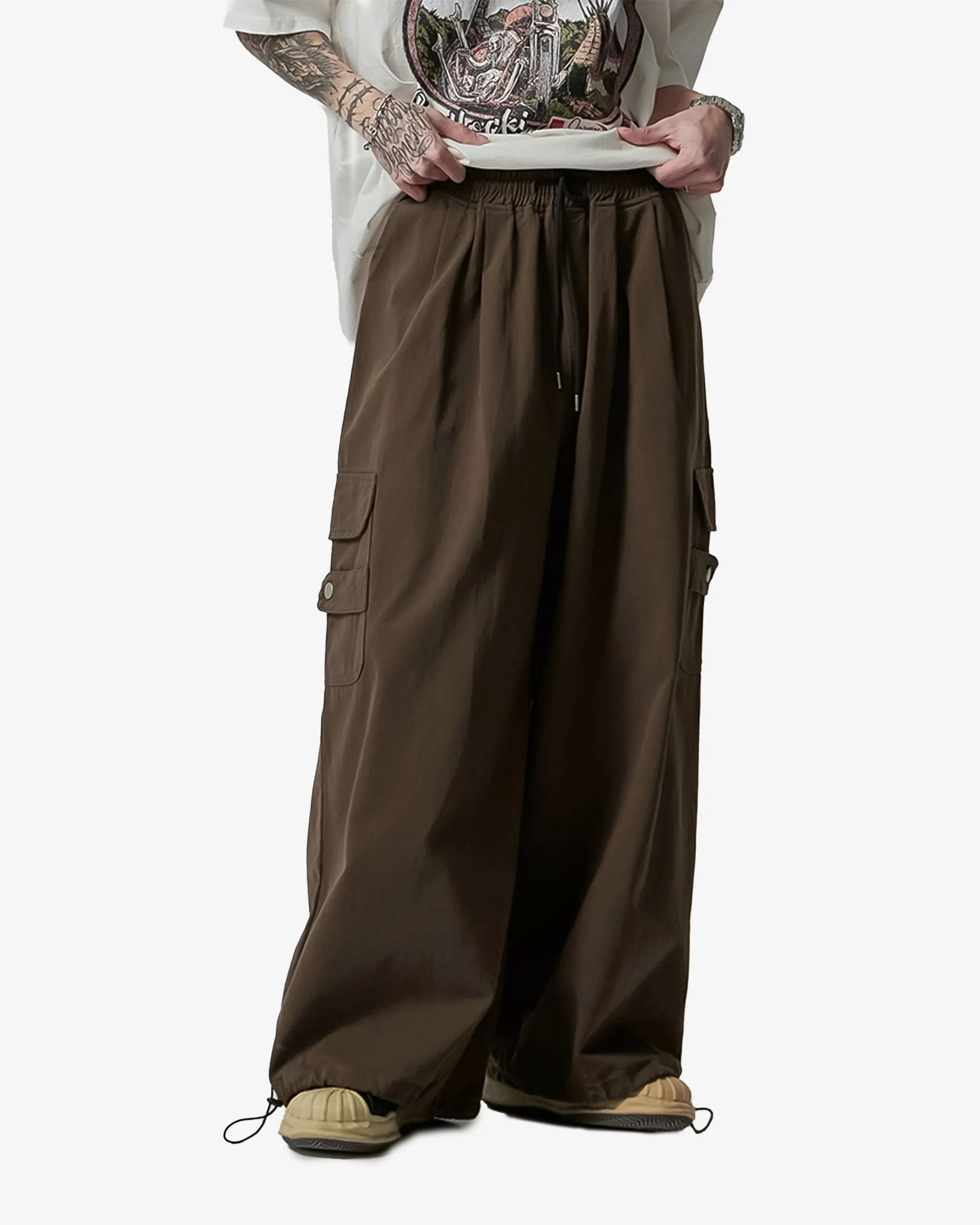 Ultra Wide Straight Fit Cuffed Cargo Pants